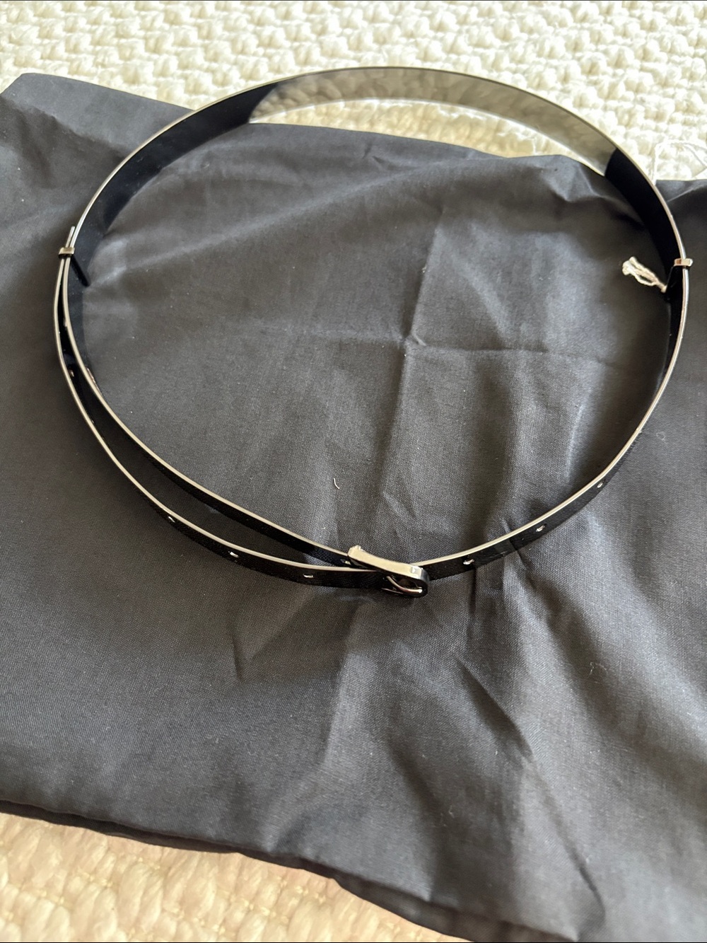 Anne Fontaine Black Women’s Double-Wrap Metal Belt